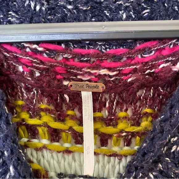 FREE PEOPLE Reed Fair Isle Sweater Multicolor Chunky Knit Alpaca Nordic Small - Picture 5 of 9